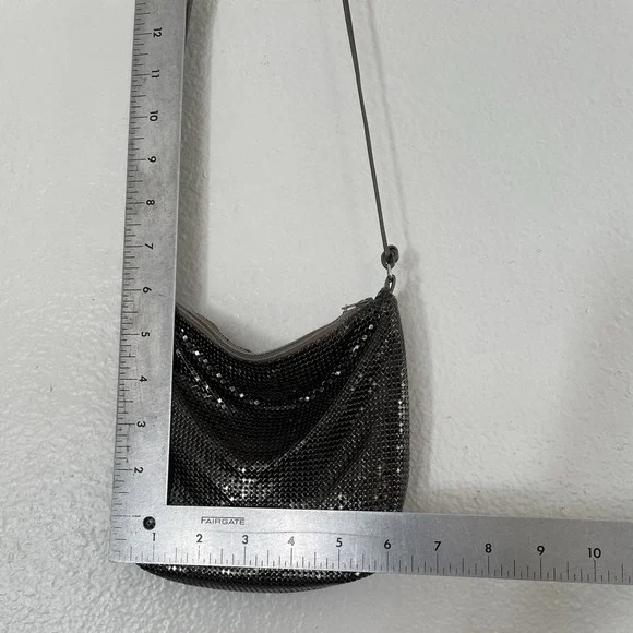 Vintage Whiting & Davis Gunmetal Mesh Shoulder Evening Y2K Minimal Glam Purse - Picture 5 of 7